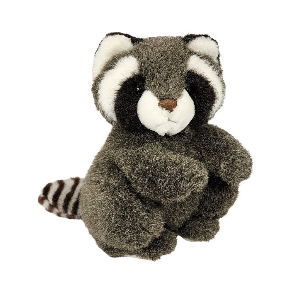 Vintage Russ Berrie‎ Raccoon Plush Stuffed Animal Grey Brown Striped Tail 7 inch